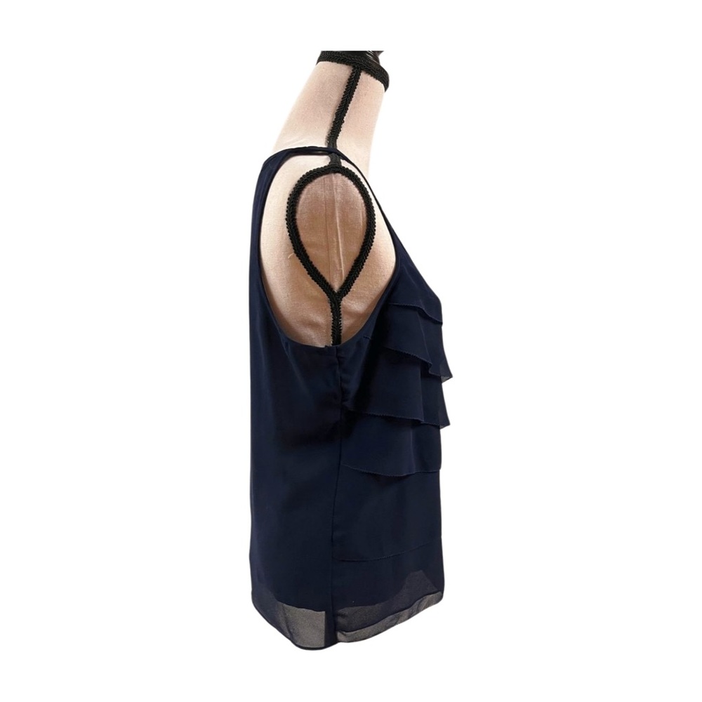 Navy Ruffled Pencil Tank Top Size L by Filtre - Picture 5 of 9